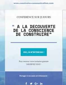 Photo INVITATION GRATUITE CONFRENCE CONSCIENCE DE CONSTRUIRE